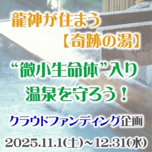 画像: 龍神が住まう【奇跡の湯】“微小生命体”入り温泉を守ろう！クラウドファンディング企画